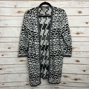 Chicos Easywear Gray Metallic Textured Open Cardigan Sweater 2